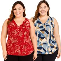 Kit 2 Regata Feminina Estampadas Verão Soltinhas Senhoras