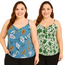 Kit 2 Regata Feminina Malha fria Blusa Estampada Confortáveis