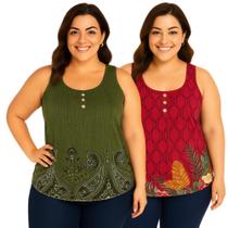 Kit 2 Regata Feminina Malha Fria Senhoras Confortáveis.