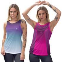 Kit 2 Regata Feminina Moda Fitness Cavada Blusa Caminhada Musculação