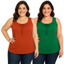 Kit 2 Regata Feminina Verão Soltinhas Confortáveis Plus Kit 2 Regata Feminina Verão Soltinhas Confortáveis Plus