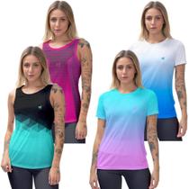 Kit 2 Regata fitness Academia Feminina 2 Camiseta dry ciclismo Musculação Treino