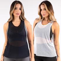Kit 2 Regata Fitness Transparente Telinha Tule Furadinha Academia Malhar Atacado Kit 2 Regata Fitness Transparente Telinha Tule Furadinha Academia Malhar Atacado