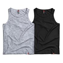 Kit 2 Regata Masculina Básica Camiseta 100% Algodão Cinza