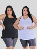 Kit 2 Regata Plus Size Feminina Para Academia Basica Cores do Verão