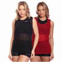 Kit 2 Regata Tule Transparente Treino Academia Fitness Casual Kit 2 Regata Tule Transparente Treino Academia Fitness Casual