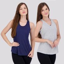 Kit 2 Regatas Area Bio Serena Feminina Marinho e Mescla Branca