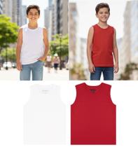 KIT 2 Regatas básicas Tradicional Juvenil nº 12 AO 16 COR:BRANCO E VERMELHOTAMANHO:14