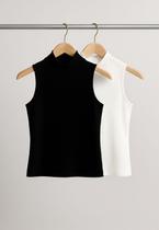 Kit 2 Regatas Cava Americana Canelada Preta e Branca Salvatore