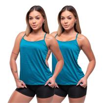 Kit 2 Regatas De Alça Fina Básica Lisa Feminina Casual