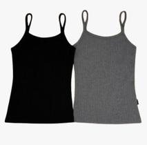 Kit 2 Regatas de Alcinha Básica Feminina Casual Lisa Blusinha