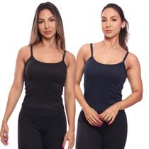 Kit 2 Regatas de Alcinha Canelada Feminina Lisa Blusa Blusinha Básica Treino Academia