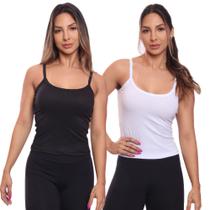 Kit 2 Regatas de Alcinha Canelada Feminina Lisa Blusa Blusinha Básica Treino Academia