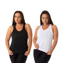 Kit 2 Regatas Feminina Esportiva Academia Furadinha Leve Confortável Lisa