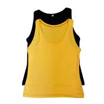 Kit 2 Regatas Femininas Decote Canoa em Viscolycra Preto e Amarelo