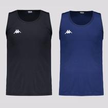 Kit 2 Regatas Kappa Basic Listrada Preta e Marinho