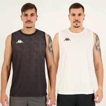 Kit 2 Regatas Kappa Sport Halpert Preta e Branca Kit 2 Regatas Kappa Sport Halpert Preta e Branca