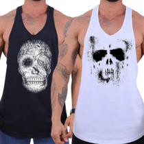 Kit 2 Regatas Masculinas Cavadas Academia Estampadas Fitness