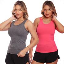 Kit 2 Regatas Nadador Canelada Feminina Lisa Blusa Básica