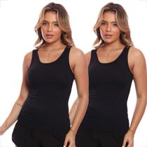 Kit 2 Regatas Nadador Canelada Feminina Lisa Blusa Básica