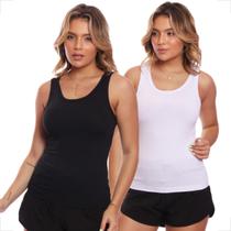 Kit 2 Regatas Nadador Canelada Feminina Lisa Blusa Blusinha Básica