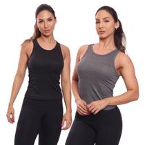 Kit 2 Regatas Nadador Canelada Feminina Lisa Blusa Blusinha Básica Treino Academia