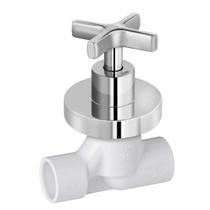 Kit 2 Registros de Pressão Basetec PVC Cerâmico 25 mm com Acabamento Invicta Docol Cinza/Cromado