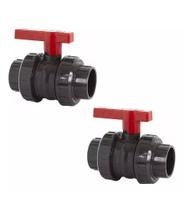 Kit 2 Registros Em Pvc P/ Piscina Com 2 Uniões 50mm