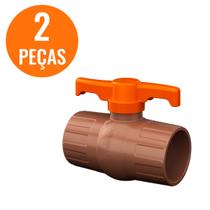 Kit 2 Registros Esfera Marrom Soldável 25mm Ideal para Obras e Reformas