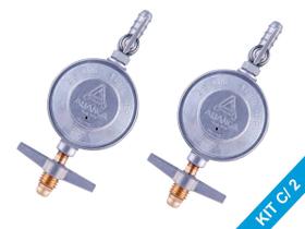 Kit 2 Registros Regulador Válvula Gas Alianca 1kg/h Botijao