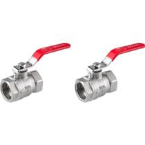 Kit 2 Registros Válvula Esfera Docol 1 Pol Cromado Vermelho