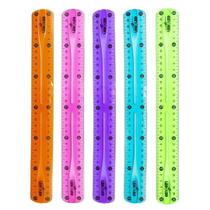Kit 2 Régua Escolar 30cm colorida Flexivel Não Quebra
