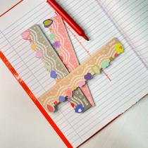 Kit 2 Réguas de madeira coração papelaria criativa divertidas para material escolar - Filó modas