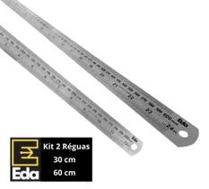 Kit 2 Réguas Em Aço Inox De 60cm E 30cm Projetista