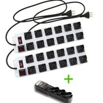 Kit 2 Reguas Filtro de linha 12 Tomadas + 1 filtro de linha 3 entradas brinde