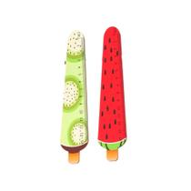 kit 2 réguas madeira 15cm frutas escolar criativo