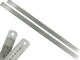 Kit 2 Réguas Rígida Metal Inoxidável Escritório Escolar Engenheiro Maquetes Marcação Baixo Relevo 60 cm - Negócio De Gênio