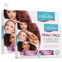 Kit 2 Reinforce Cabelos e Unhas + Biotina Vitaminas Equaliv