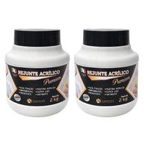 Kit 2 Rejuntes Acrílico 2kg Cinza Moderno Impermeável Liso
