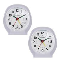 Kit 2 Relógio Despertador Analógico Herweg Cabeceira Alarme Forte Alto Tradicional à pilha Kit 2 Relógio Despertador Analógico Herweg Cabeceira Alarme Forte Alto Tradicional à pilha