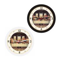 Kit 2 Relógios de parede Santa Ceia Redondo Branco e Preto