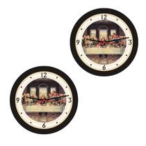 Kit 2 Relógios de parede Santa Ceia Redondo Cozinha Bells