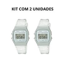 Kit 2 Relógios Digital Led Fundo Branco Retro Feminino Masculino