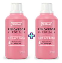 Kit 2 Removedor Esmalte Sem Acetona Hidratante Farmax 100ml