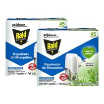 Kit 2 Repelente Elétrico Raid + Refil 45 Noites 25ml