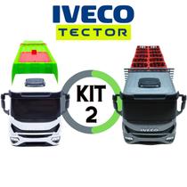 Kit 2 Réplicas De Brinquedo Caminhão Iveco Tector - Coletor + Engradados