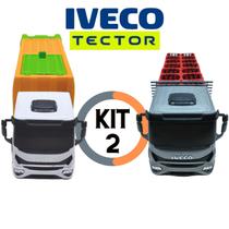 Kit 2 Réplicas De Brinquedo Caminhão Iveco Tector - Coletor + Engradados - Usual Brinquedos