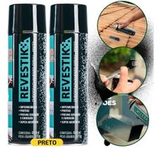 Kit 2 Revestik Spray Borracha Impermeabilizante 400ml Preto