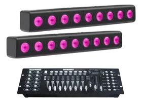 Kit 2 Ribaltas Pixel 9 Leds Rgbw 4in1 Mesa Dmx