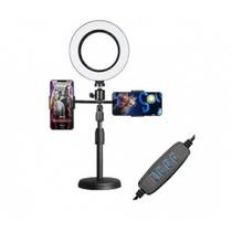 Kit 2 Ring Light de Mesa Portátil Regulável Com Suporte para 2 Celulares WS-868